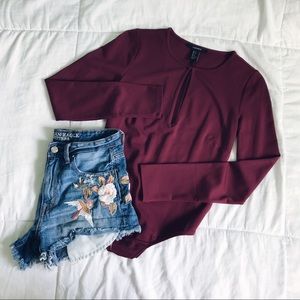 NEW Keyhole Burgundy Bodysuit